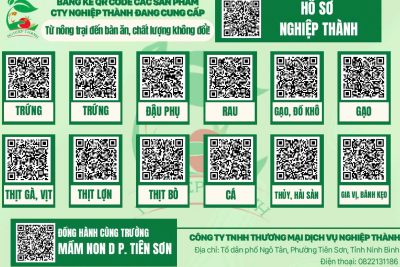 CÔNG KHAI HỒ SƠ NHÀ CUNG CẤP THỰC PHẨM NGHIỆP THÀNH